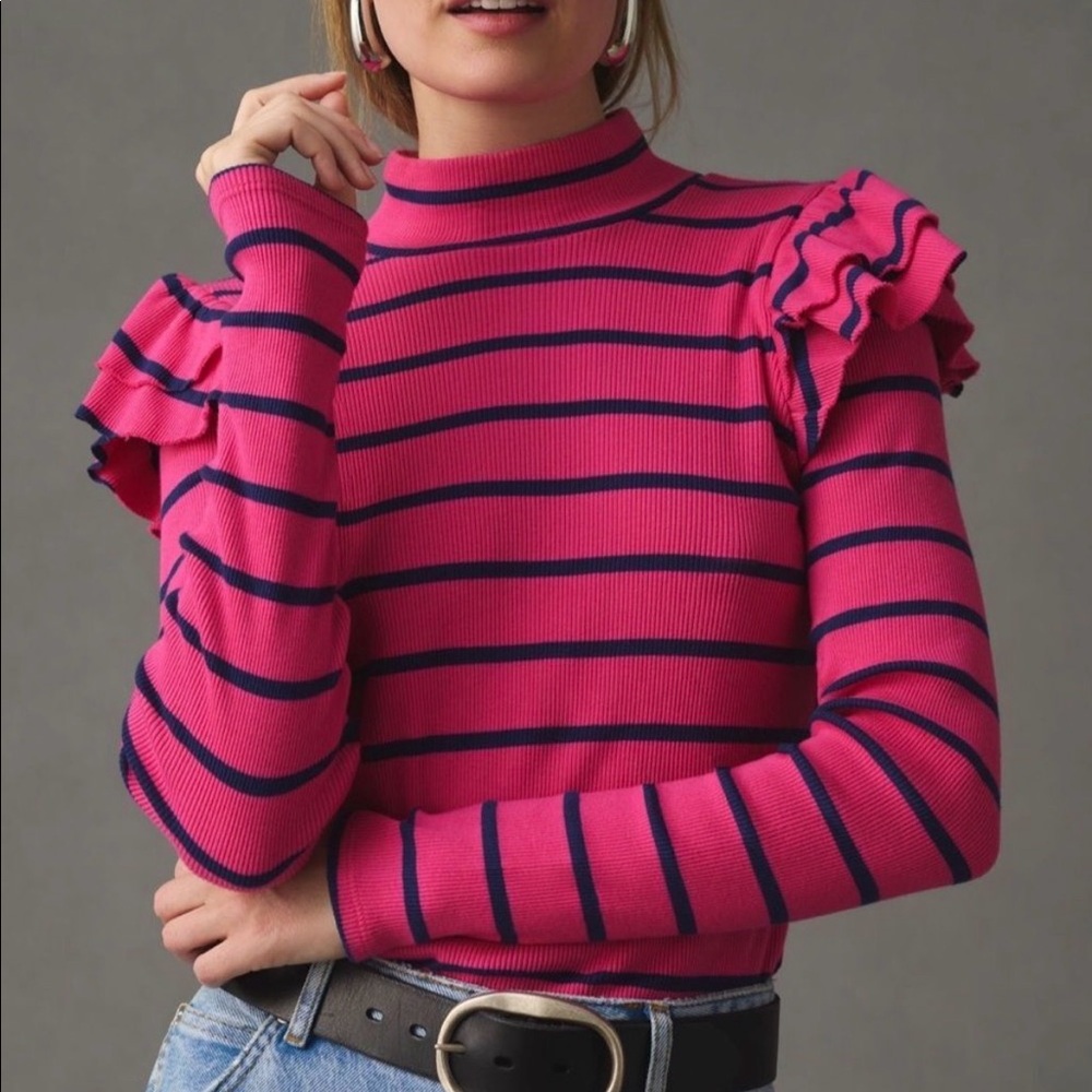 Anthropologie T. la mock neck long sleeve tee size medium.